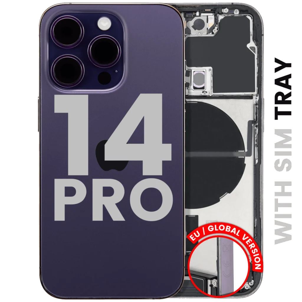 Back Housing W/ Charging Port Flex & Small Parts For iPhone 14 Pro (EU / Global Version) (Used OEM Pull: Grade C) (Deep Purple)