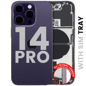 Back Housing W/ Charging Port Flex & Small Parts For iPhone 14 Pro (EU / Global Version) (Used OEM Pull: Grade C) (Deep Purple)