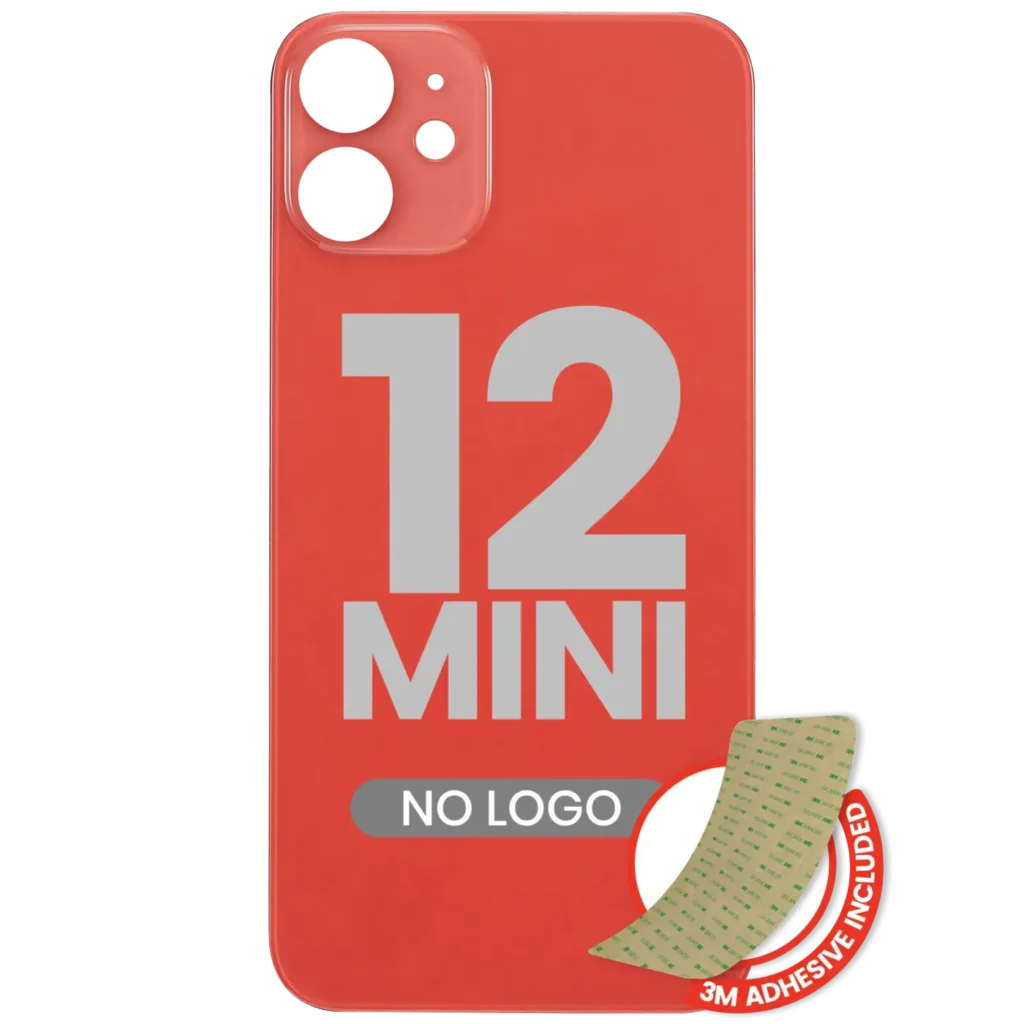 Back Glass With 3M Adhesive For iPhone 12 Mini (No Logo / Large Camera Hole) (Red)