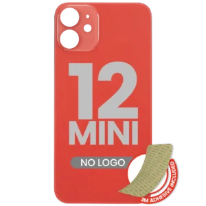 Back Glass With 3M Adhesive For iPhone 12 Mini (No Logo / Large Camera Hole) (Red)
