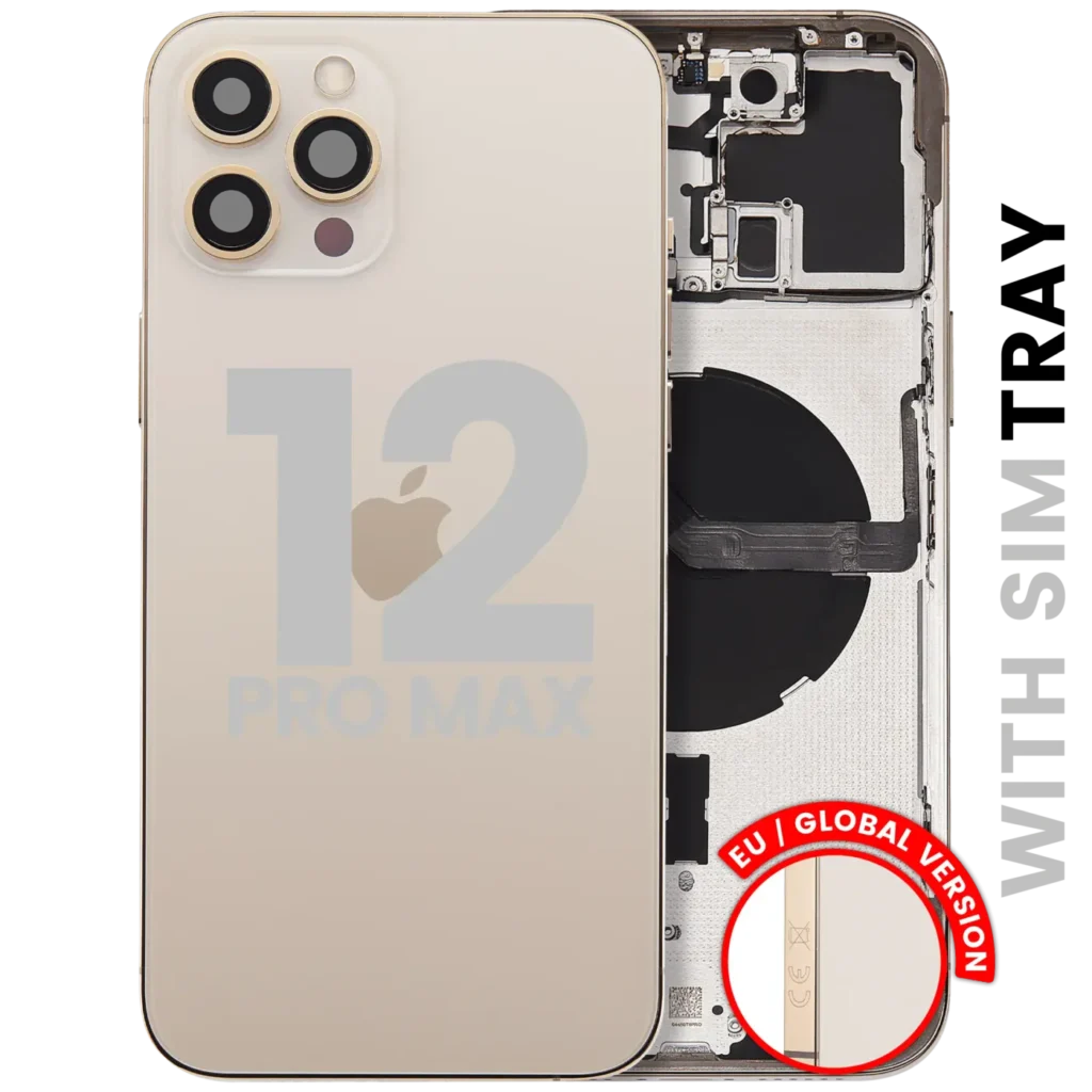 Back Housing W/ Small Parts For iPhone 12 Pro Max (EU / Global Version) (Used OEM Pull: Grade A) (Gold)