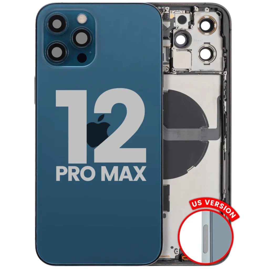 Back Housing W/ Small Parts For iPhone 12 Pro Max (EU / Global Version) (Used OEM Pull: Grade C) (Pacific Blue)
