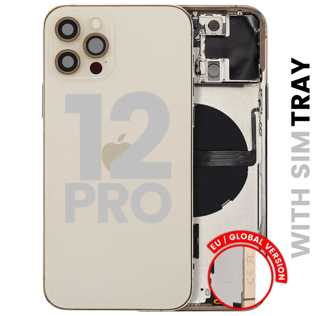 Back Housing W/ Small Parts For iPhone 12 Pro (EU / Global Version) (Used OEM Pull: Grade A) (Gold)
