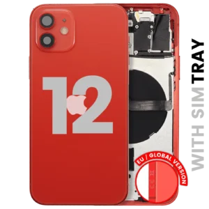 Back Housing W/ Small Parts For iPhone 12 (EU / Global Version) (Used OEM Pull: Grade B) (Red)