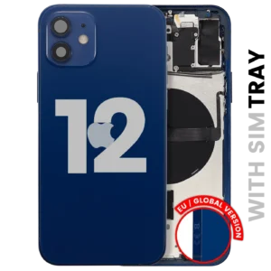 Back Housing W/ Small Parts For iPhone 12 (EU / Global Version) (Used OEM Pull: Grade A) (Blue)