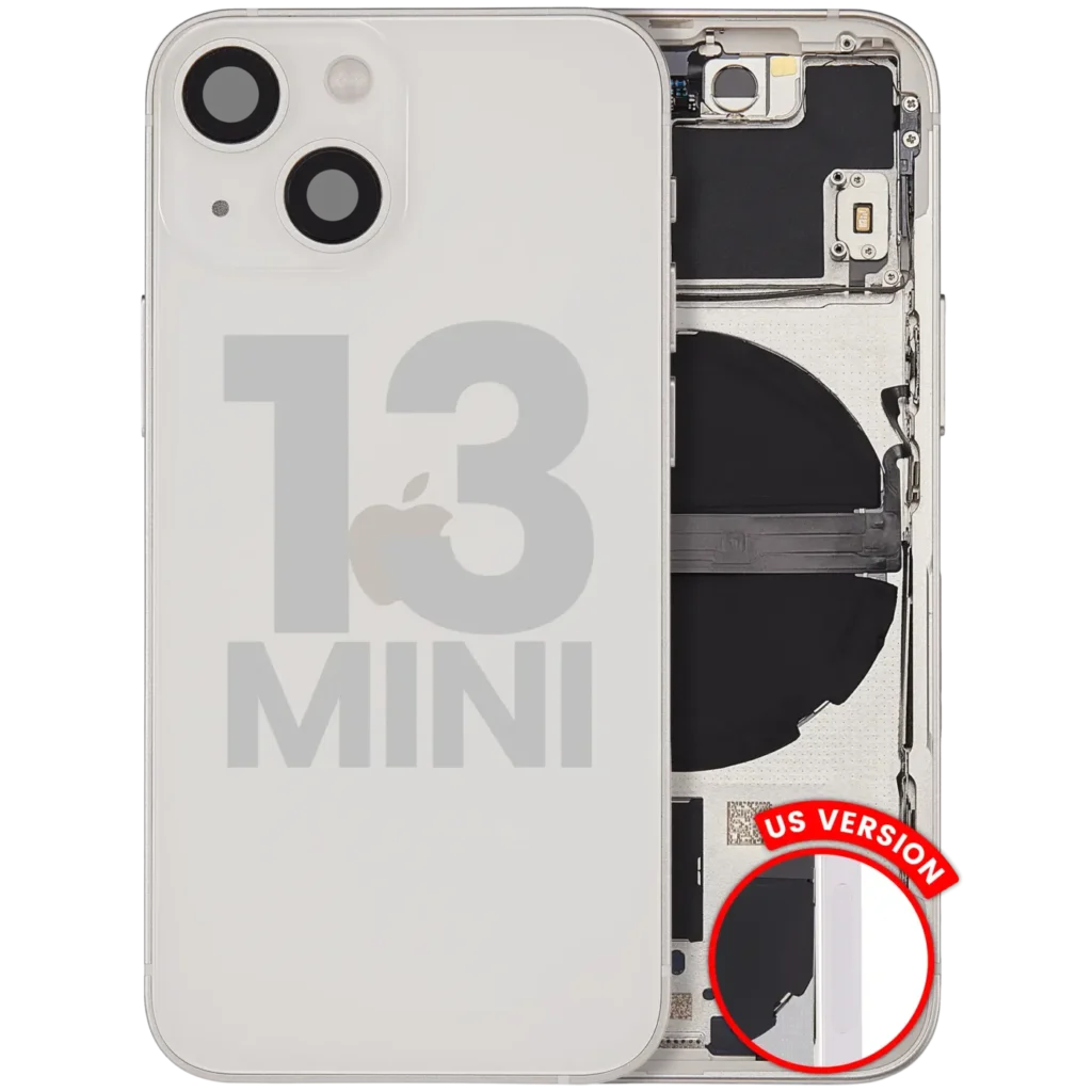 Back Housing W/ Small Parts For iPhone 13 Mini (US Version) (Used OEM Pull: Grade C) (Starlight)