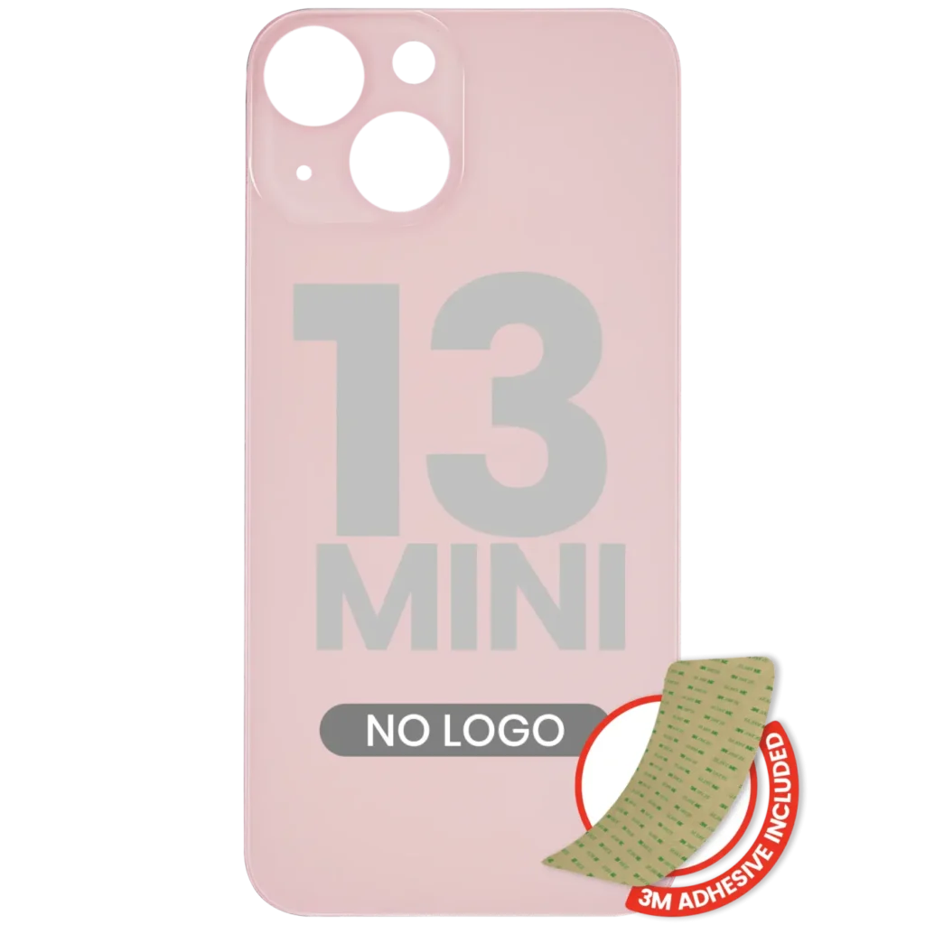 Back Glass With 3M Adhesive For iPhone 13 Mini (No Logo / Large Camera Hole) (Pink)