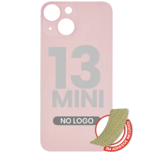 Back Glass With 3M Adhesive For iPhone 13 Mini (No Logo / Large Camera Hole) (Pink)
