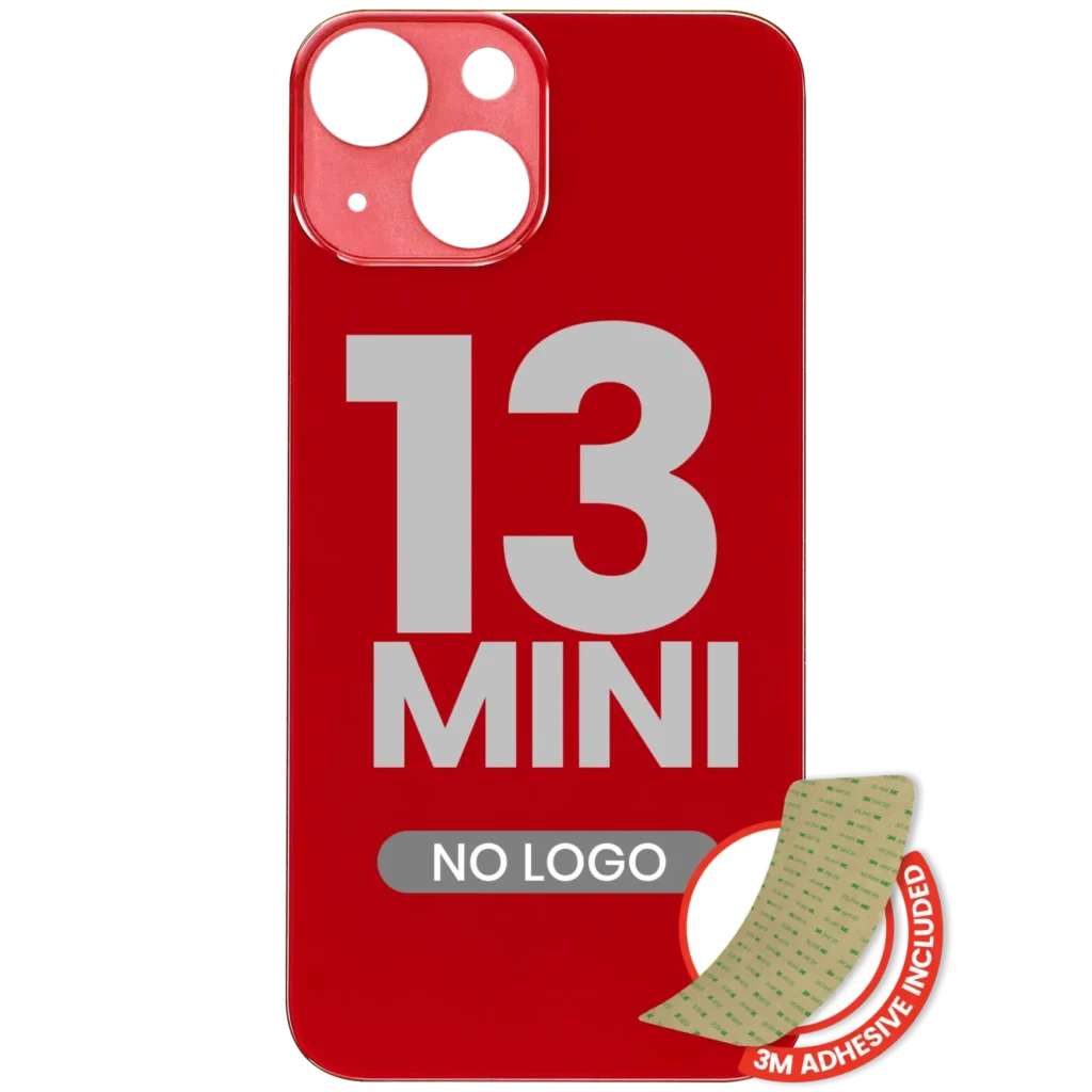 Back Glass With 3M Adhesive For iPhone 13 Mini (No Logo / Large Camera Hole) (Red)