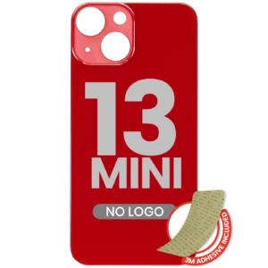 Back Glass With 3M Adhesive For iPhone 13 Mini (No Logo / Large Camera Hole) (Red)