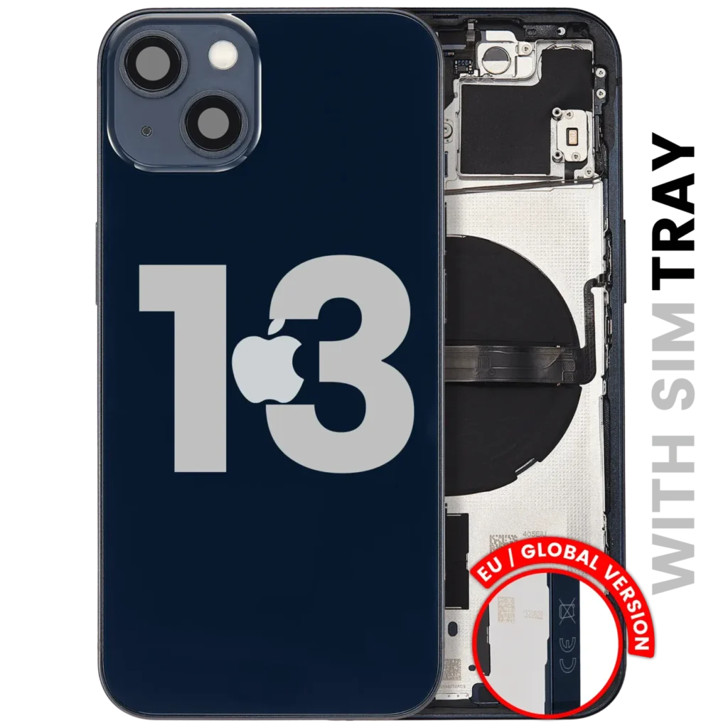 Back Housing W/ Small Parts For iPhone 13 (EU / Global Version) (Used OEM Pull: Grade A) (Midnight)