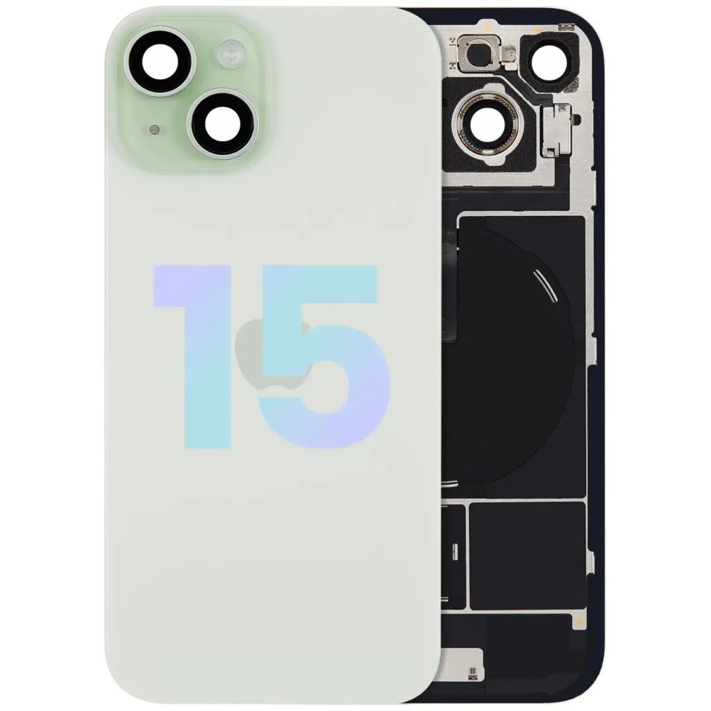 Back Glass w/ MagSafe Magnet & NFC & Flashlight Flex For iPhone 15 (Service Pack) (Green)