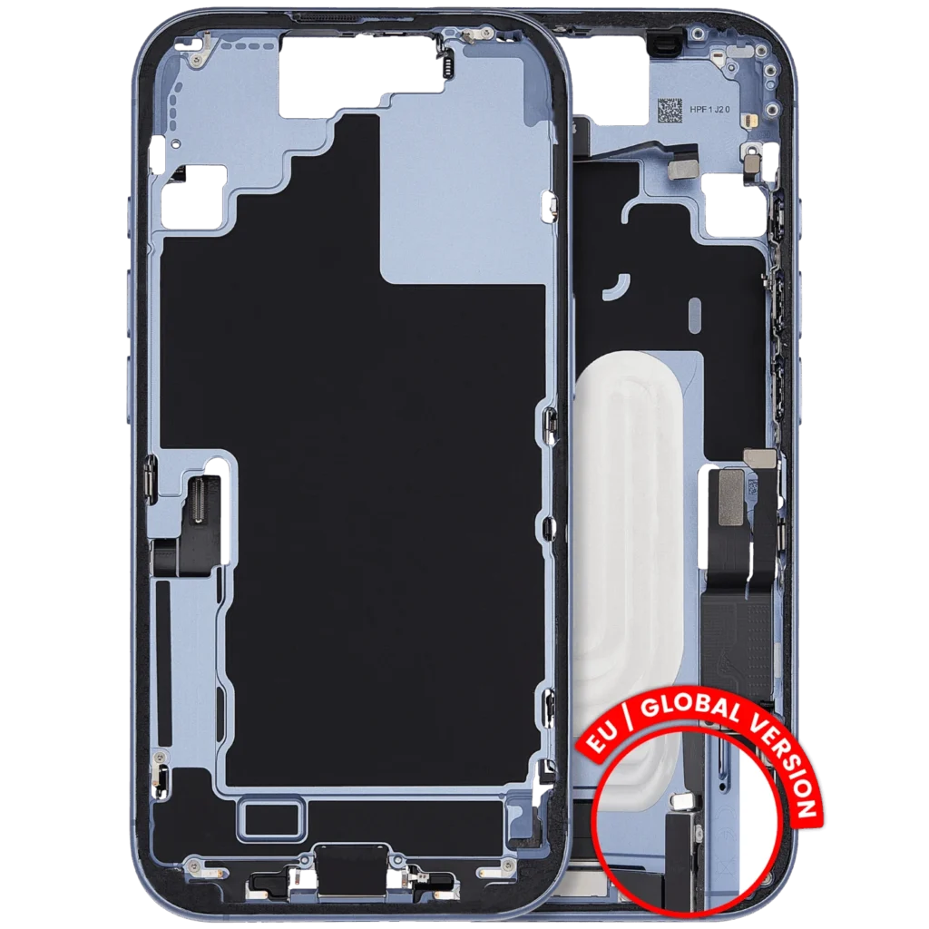 Mid-Frame Housing W/ Charging Port Flex & Small Parts For iPhone 17 (EU / Global Version) (Used OEM Pull: Grade C) (Mist Blue)