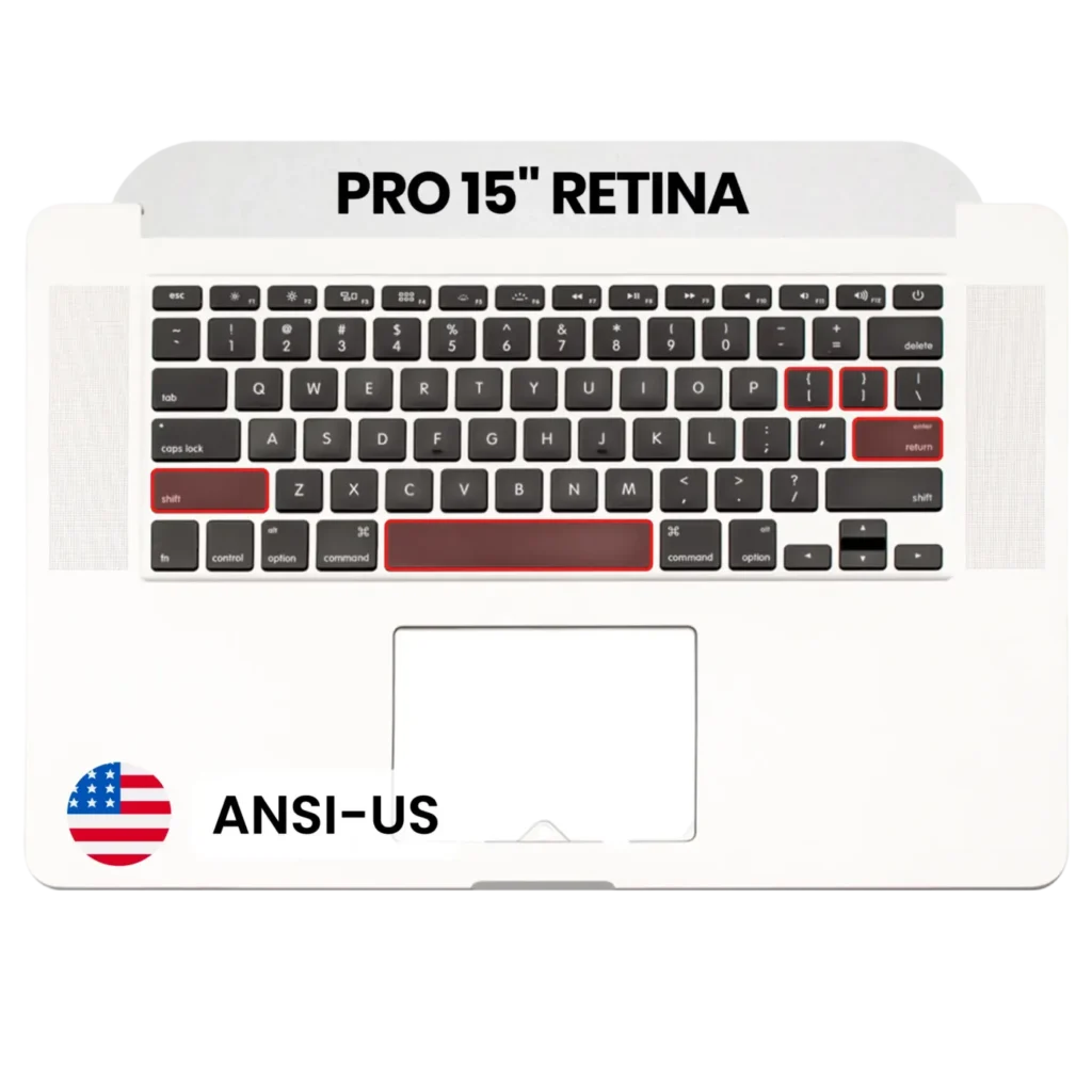 Top Case with Keyboard (ANSI US) and Microphone For MacBook Pro 15" A1398 (2013-2014) (Used OEM Pull: Grade A)