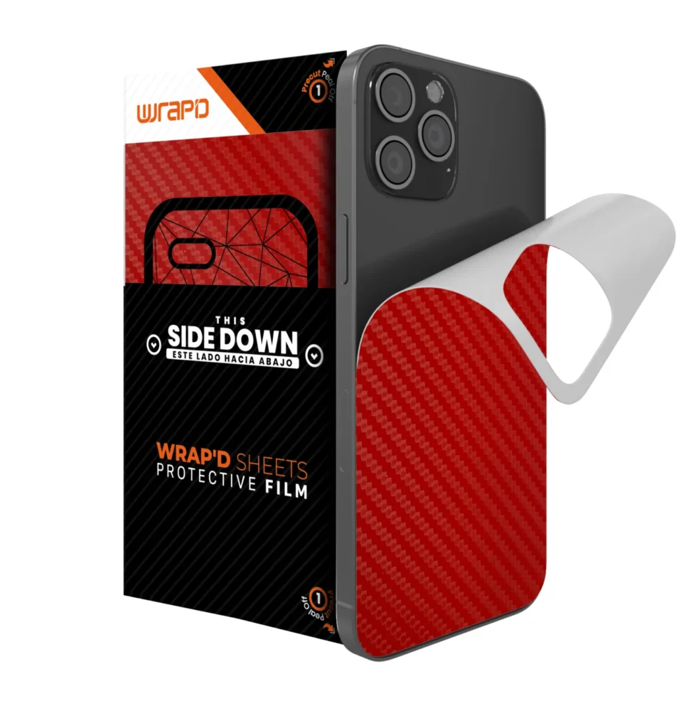Wrapd Back Skin - Carbon Fiber (Red) (5 Pack)