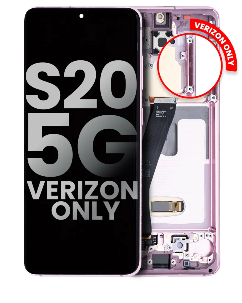 OLED Assembly With Frame For Samsung Galaxy S20 5G (Verizon 5G UW Frame Only) (Used OEM Pull: Grade A) (Cloud Pink)