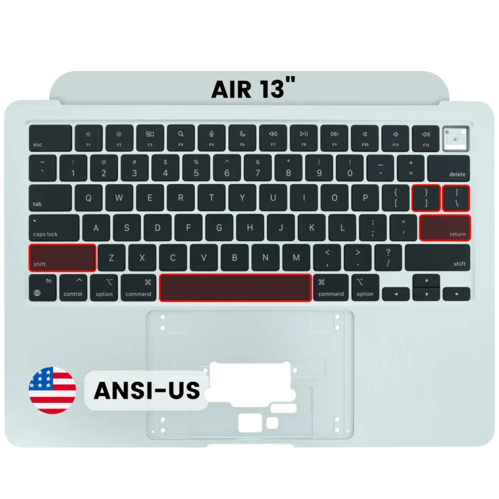 Top Case with Keyboard (ANSI US) For MacBook Air 13" A2681 (2022) (Used OEM Pull: Grade A) (Silver)