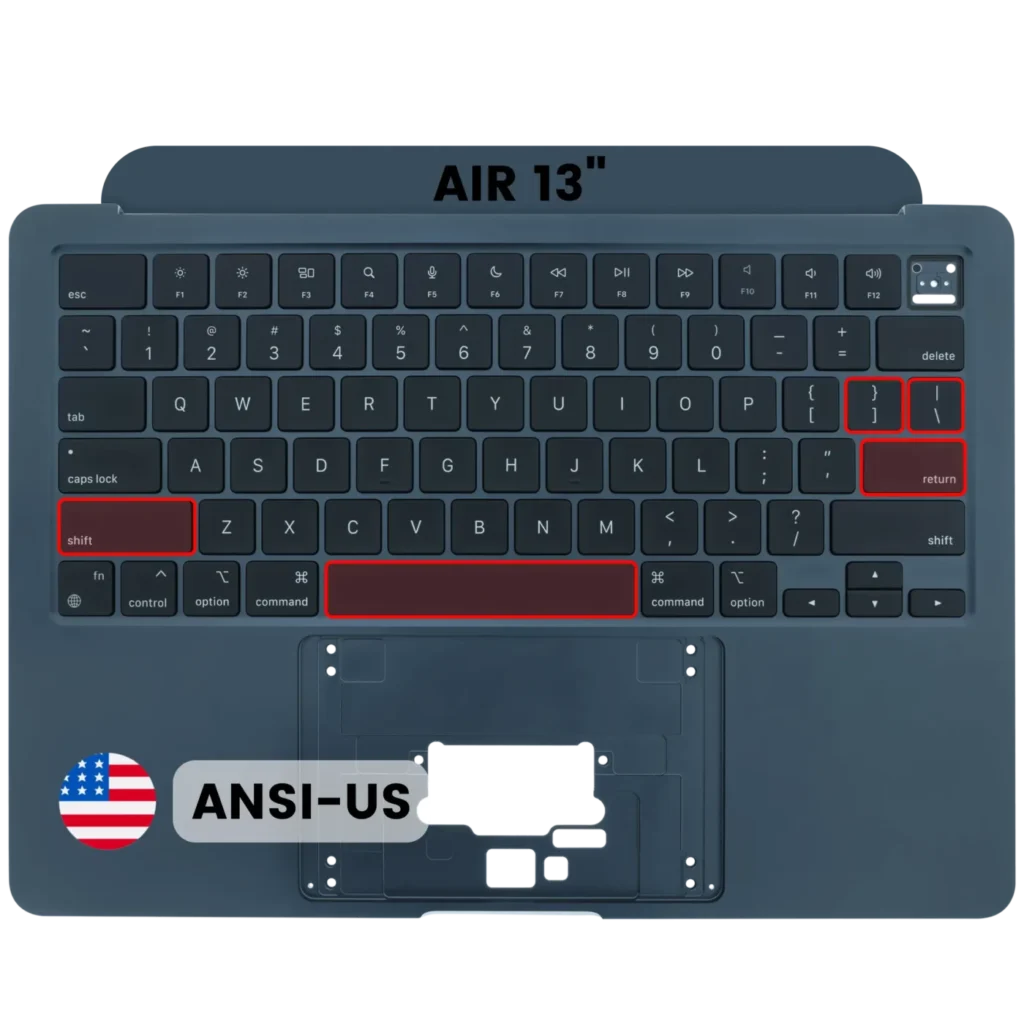 Top Case with Keyboard (ANSI US) For MacBook Air 13" A3240 (2025 ) (Used OEM Pull: Grade A) (Midnight)
