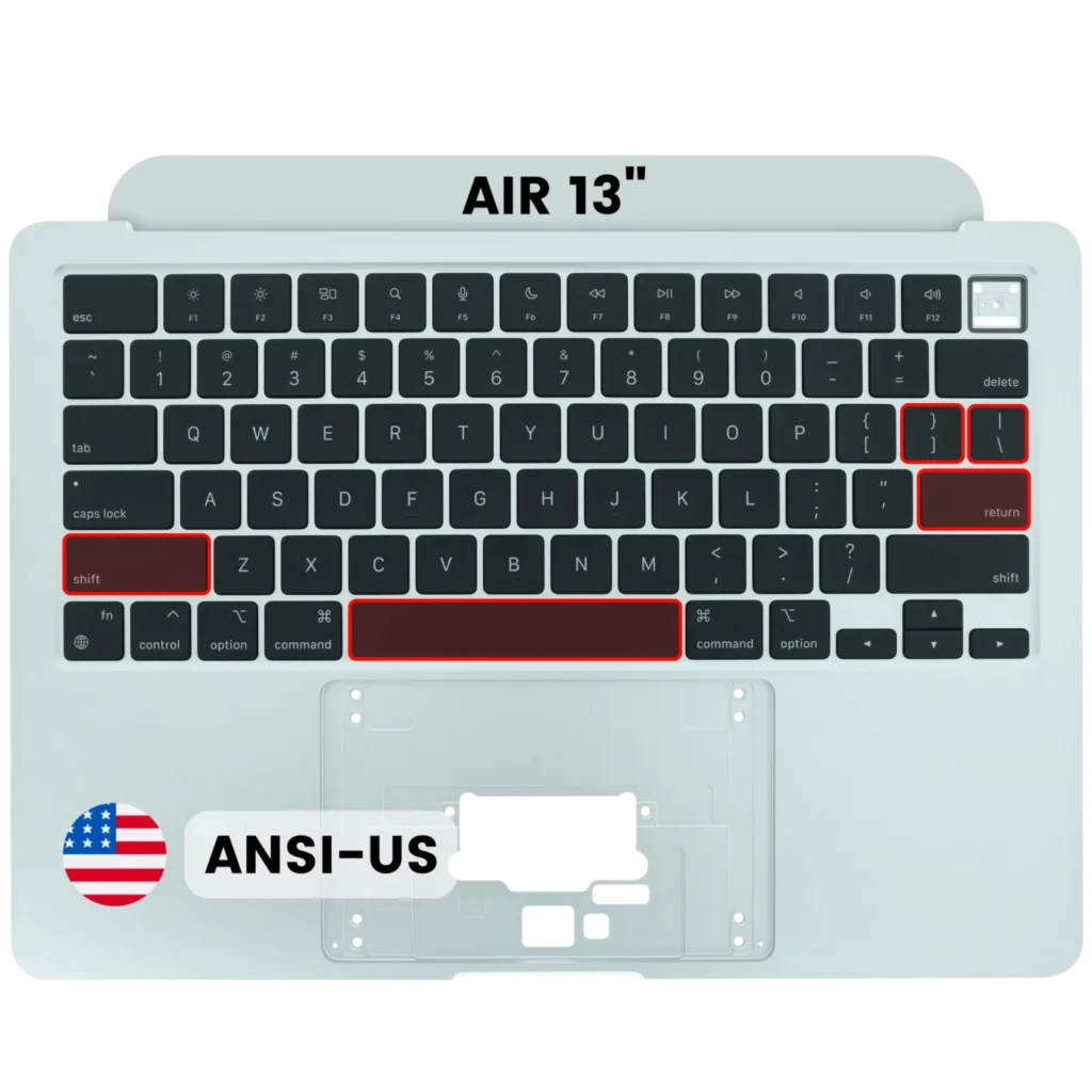 Top Case with Keyboard (ANSI US) For MacBook Air 13" A3240 (2025) (Used OEM Pull: Grade A) (Silver)