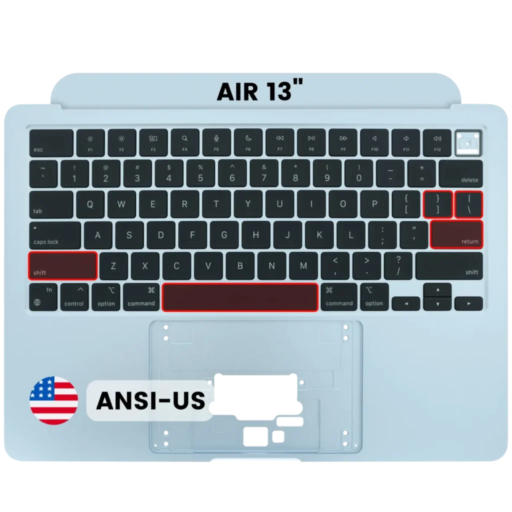 Top Case with Keyboard (ANSI US) For MacBook Air 13" A3240 (2025) (Used OEM Pull: Grade A) (Sky Blue)