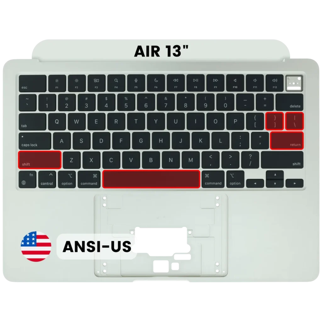 Top Case with Keyboard (ANSI US) For MacBook Air 13" A3240 (2025) (Used OEM Pull: Grade A) (Starlight)