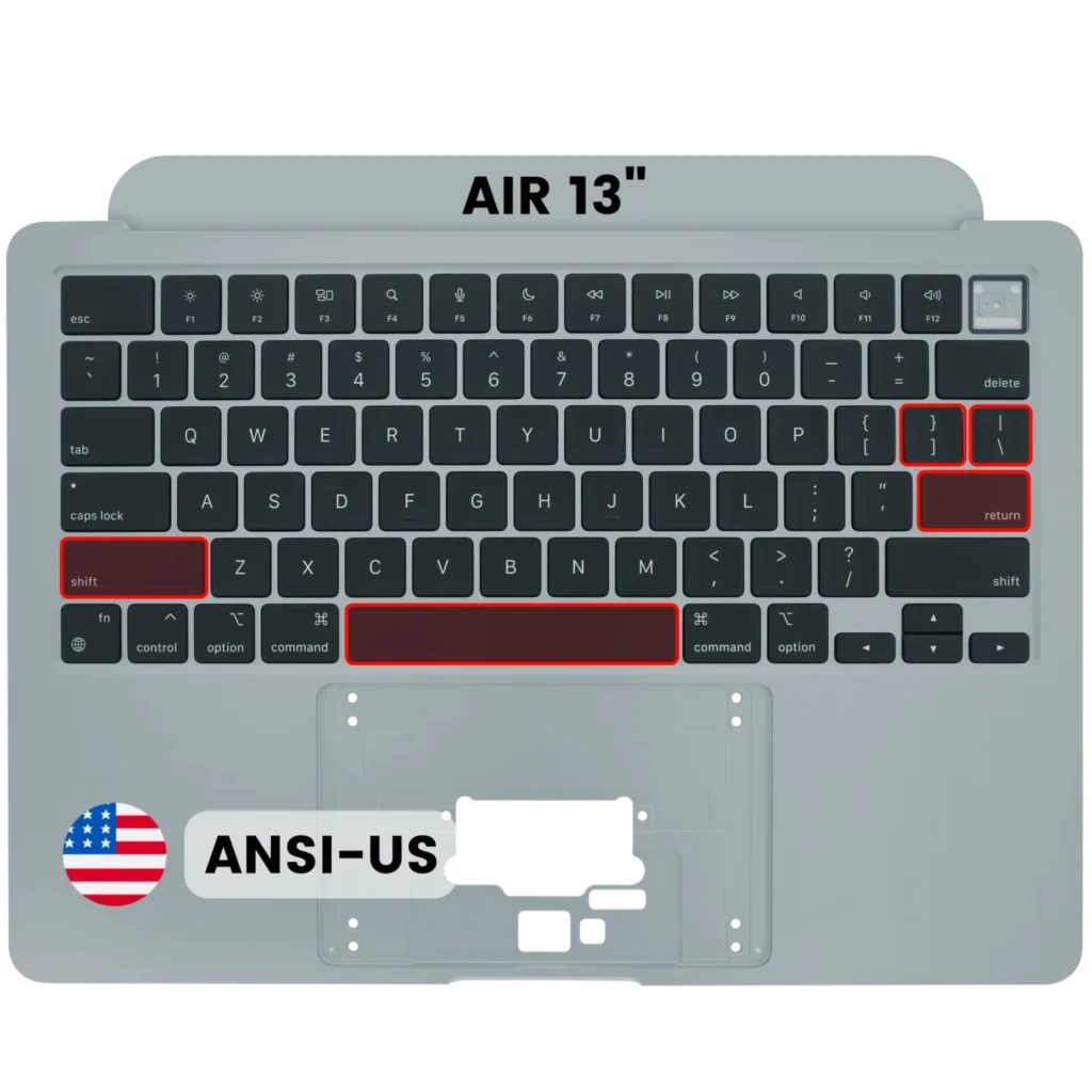 Top Case with Keyboard (ANSI US) For MacBook Air 13" A3113 (2024) (Used OEM Pull: Grade A) (Silver)