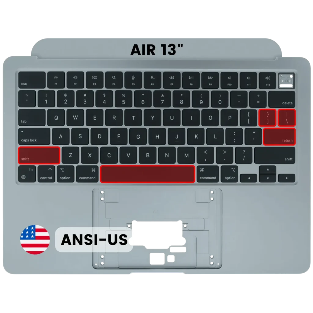 Top Case with Keyboard (ANSI US) For MacBook Air 13" A3113 (2024) (Used OEM Pull: Grade A) (Space Gray)