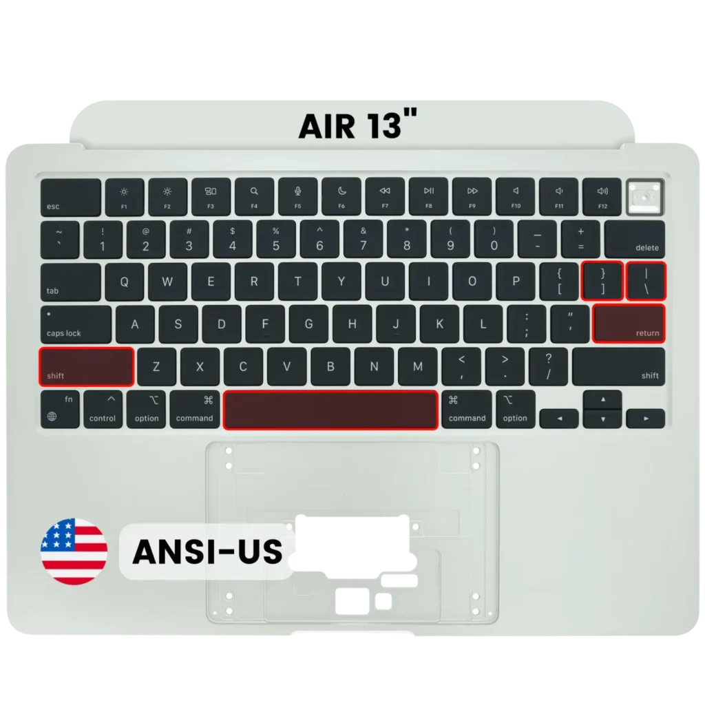 Top Case with Keyboard (ANSI US) For MacBook Air 13" A3113 (2024) (Used OEM Pull: Grade A) (Starlight)