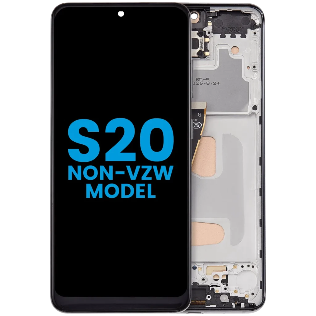 LCD Assembly With Frame (Without FingerPrint Sensor) For Samsung Galaxy S20 (Non-Verizon 5G UW Frame) (Aftermarket: Incell) (Cosmic Black)