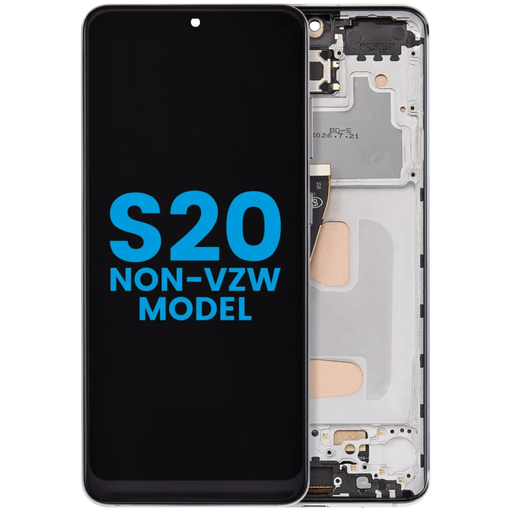 LCD Assembly With Frame (Without FingerPrint Sensor) For Samsung Galaxy S20 (Non-Verizon 5G UW Frame) (Aftermarket: Incell) (Cloud White)
