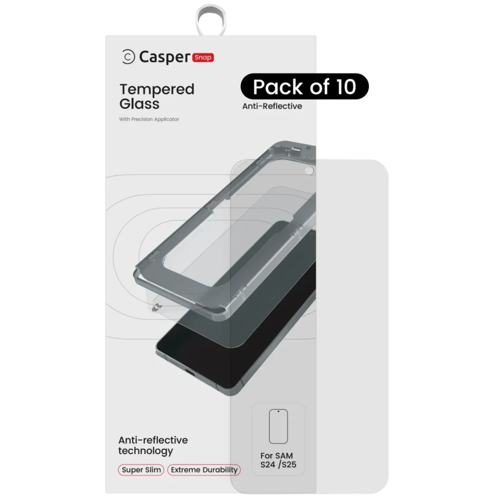 Casper Snap Tempered Glass For Samsung Galaxy S24 5G / S25 5G (10 Pack) (AR Clear)