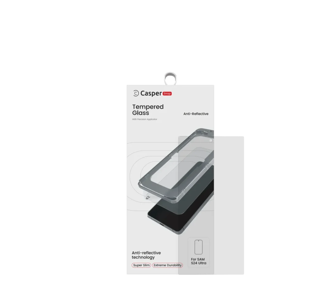 Casper Snap Tempered Glass For Samsung Galaxy S24 Ultra 5G (Retail Pack) (AR Clear)