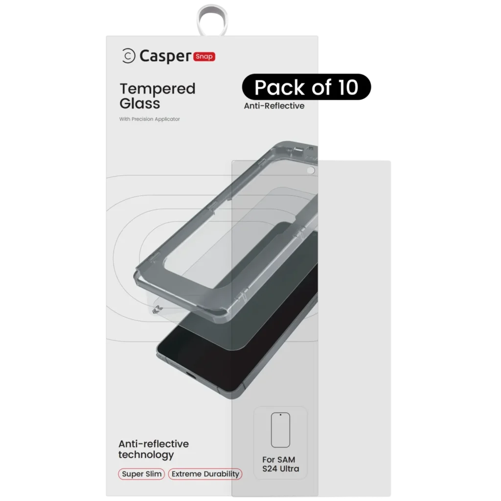 Casper Snap Tempered Glass Compatible For Samsung Galaxy S24 Ultra 5G (10 Pack) (AR Clear)