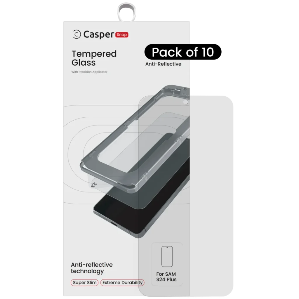 Casper Snap Tempered Glass For Samsung Galaxy S24 Plus 5G (10 Pack) (AR Clear)