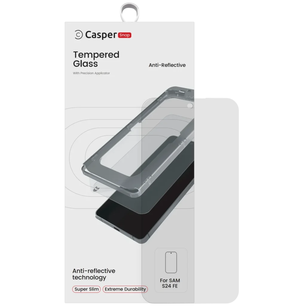 Casper Snap Tempered Glass Compatible For Samsung Galaxy S24 FE 5G (Retail Pack) (AR Clear)