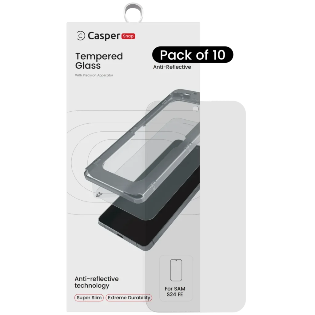 Casper Snap Tempered Glass For Samsung Galaxy S24 FE 5G (10 Pack) (AR Clear)