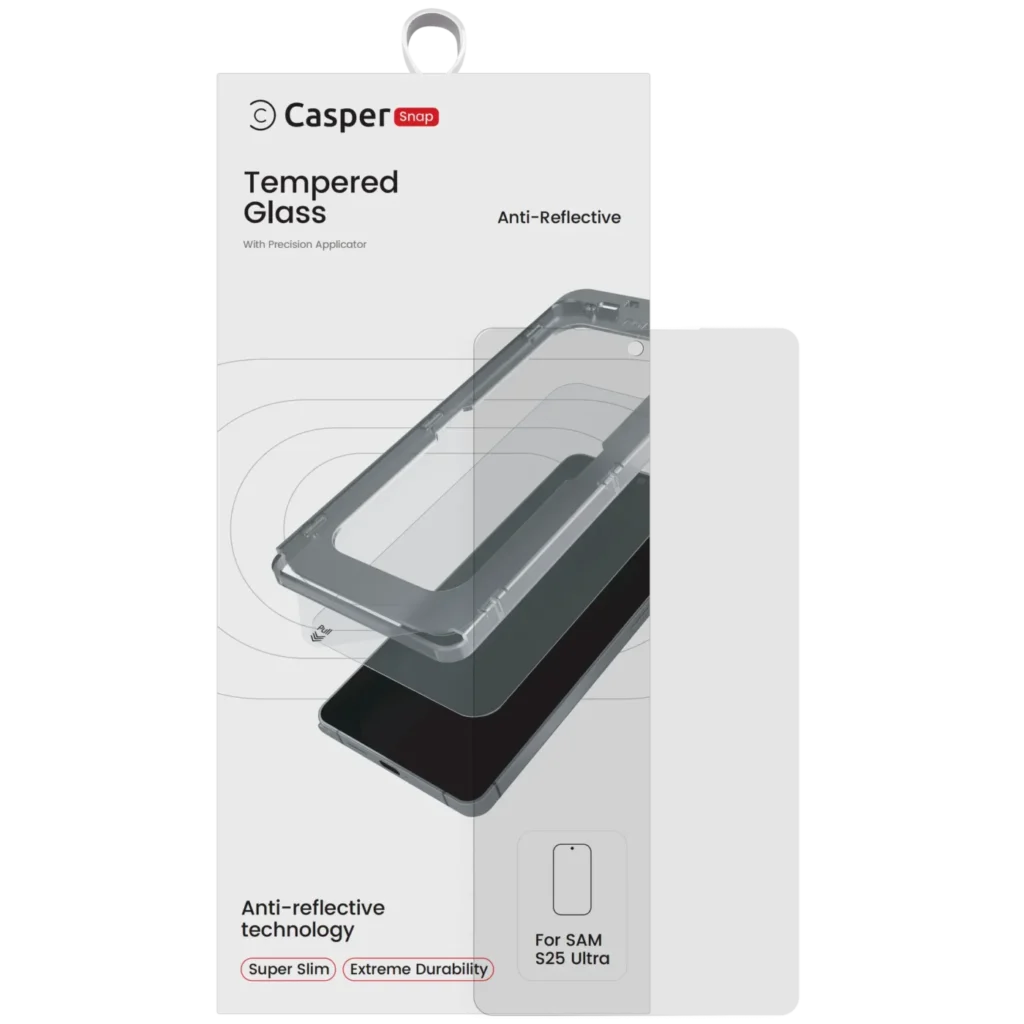 Casper Snap Tempered Glass For Samsung Galaxy S25 Ultra 5G (Retail Pack) (AR Clear)