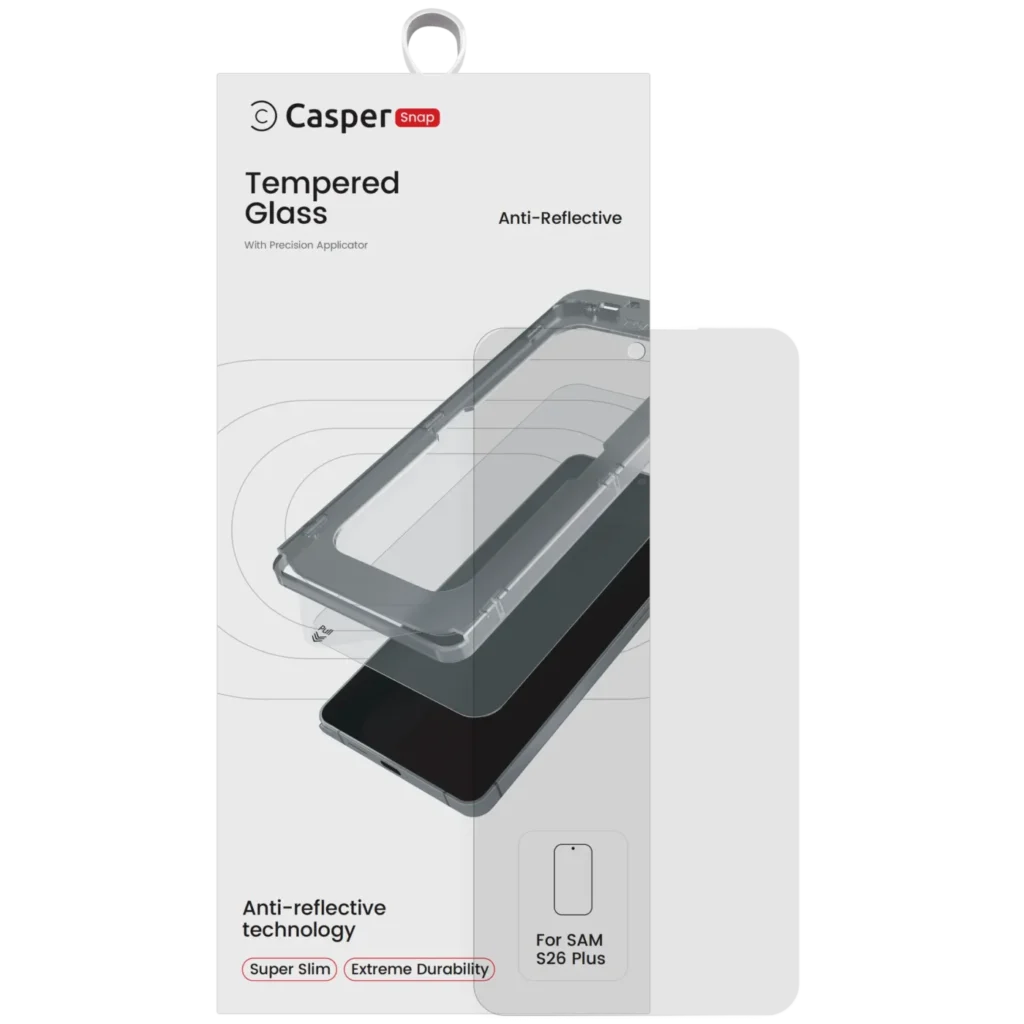 Casper Snap Tempered Glass Compatible For Samsung Galaxy S26 Plus 5G (Retail Pack) (AR Clear)