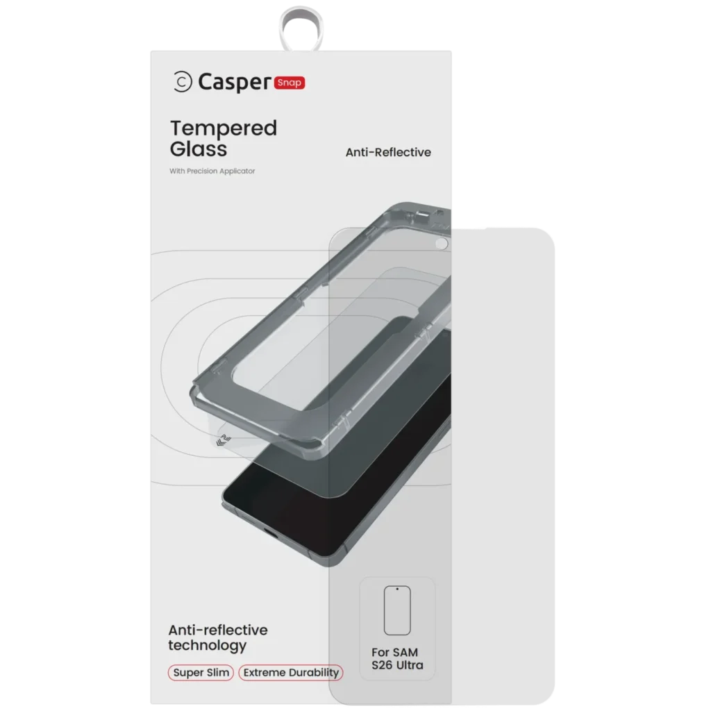 Casper Snap Tempered Glass For Samsung Galaxy S26 Ultra 5G (Retail Pack) (AR Clear)