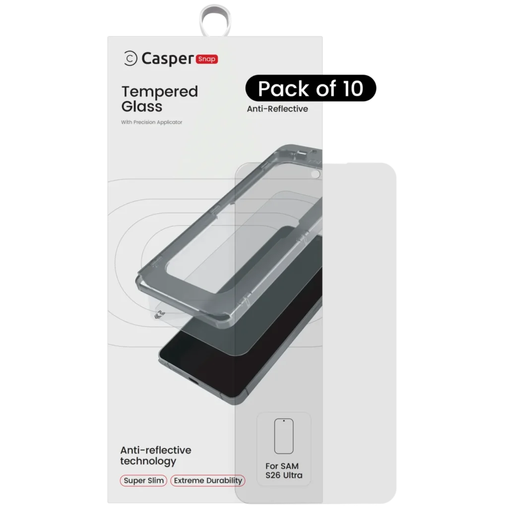 Casper Snap Tempered Glass Compatible For Samsung Galaxy S26 Ultra 5G (10 Pack) (AR Clear)
