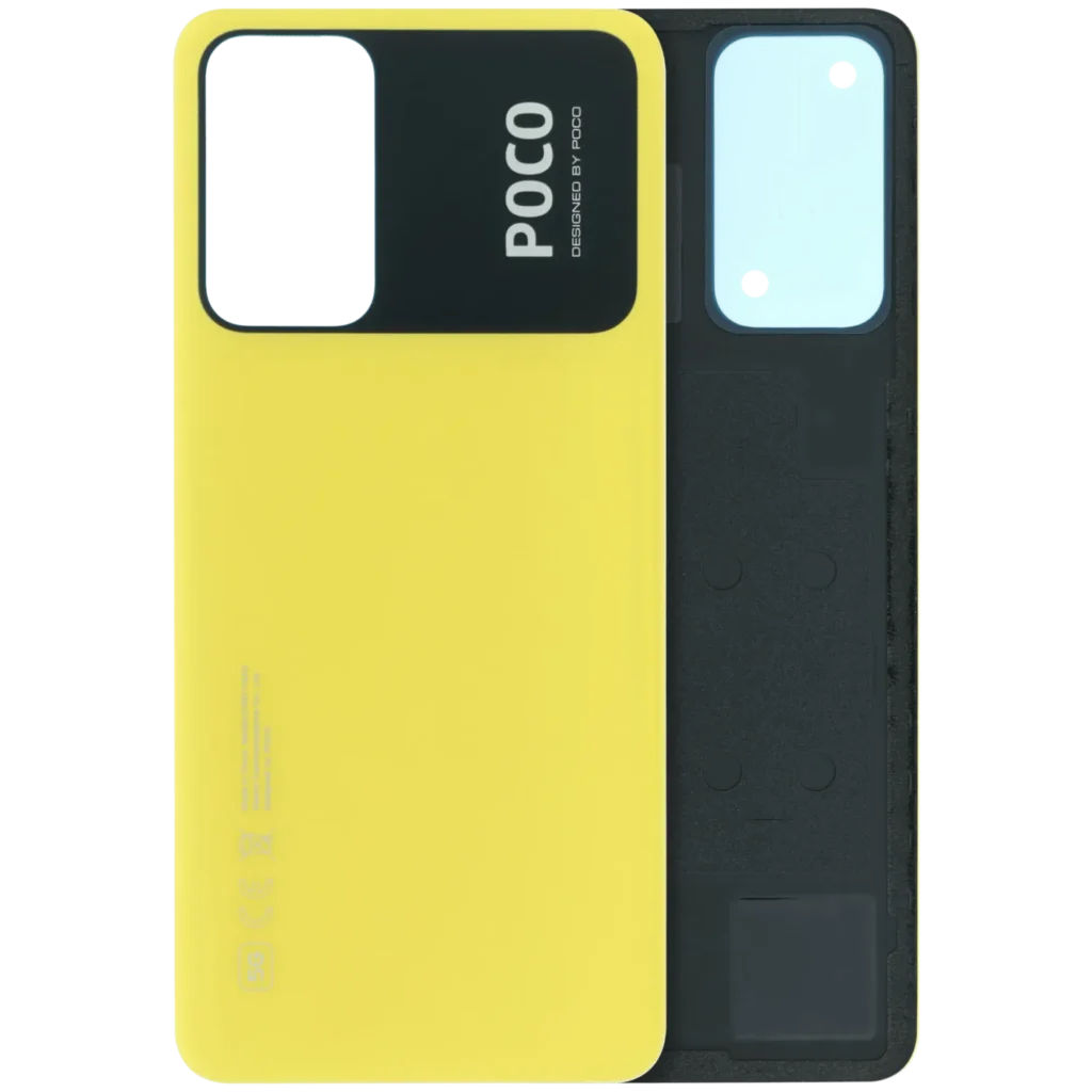 Back Cover Glass Without Camera Lens For Xiaomi Poco M4 Pro 5G (Genuine) (Yellow)