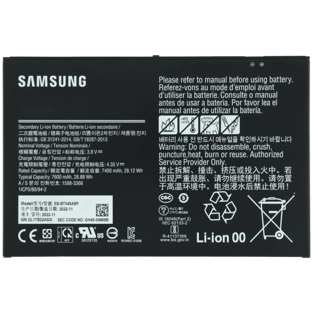 Replacement Battery For Samsung Galaxy Tab Active 4 Pro (T630 / T636 / T638) (2022) (EB-BT545ABY) (Service Pack)