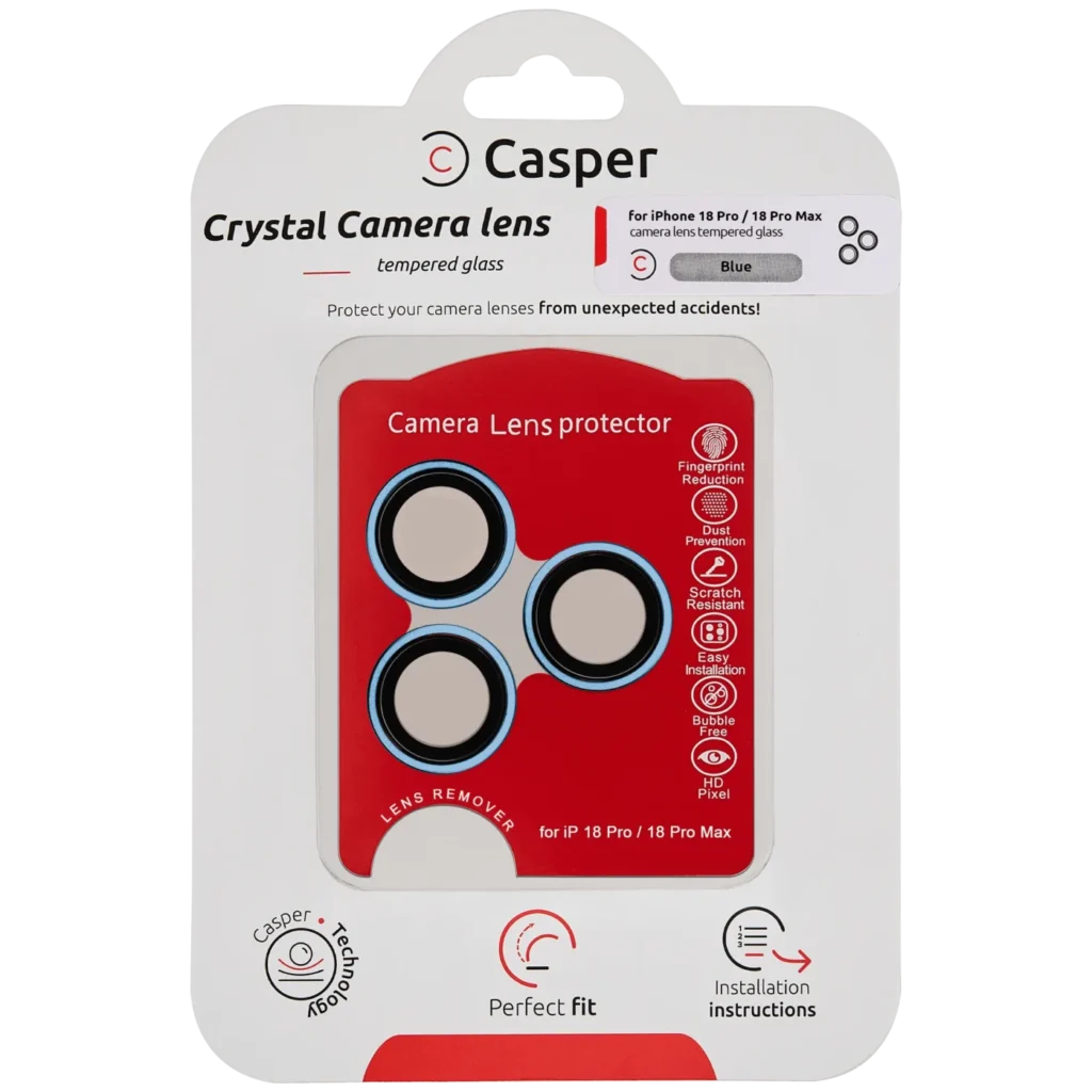 Casper Camera Lens Protector Compatible For iPhone 18 Pro / 18 Pro Max (Blue) (Clear)
