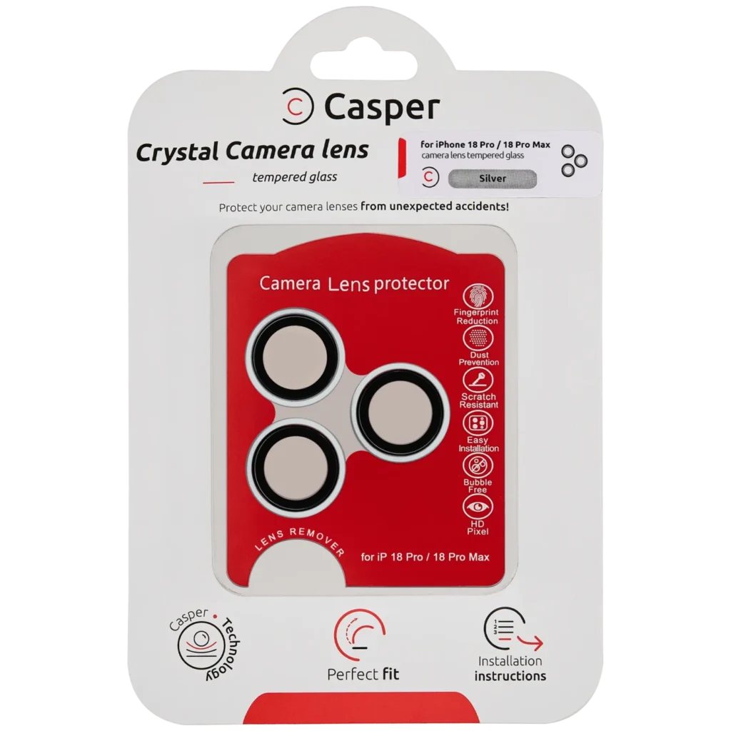 Casper Camera Lens Protector Compatible For iPhone 18 Pro / 18 Pro Max (Silver) (Clear)