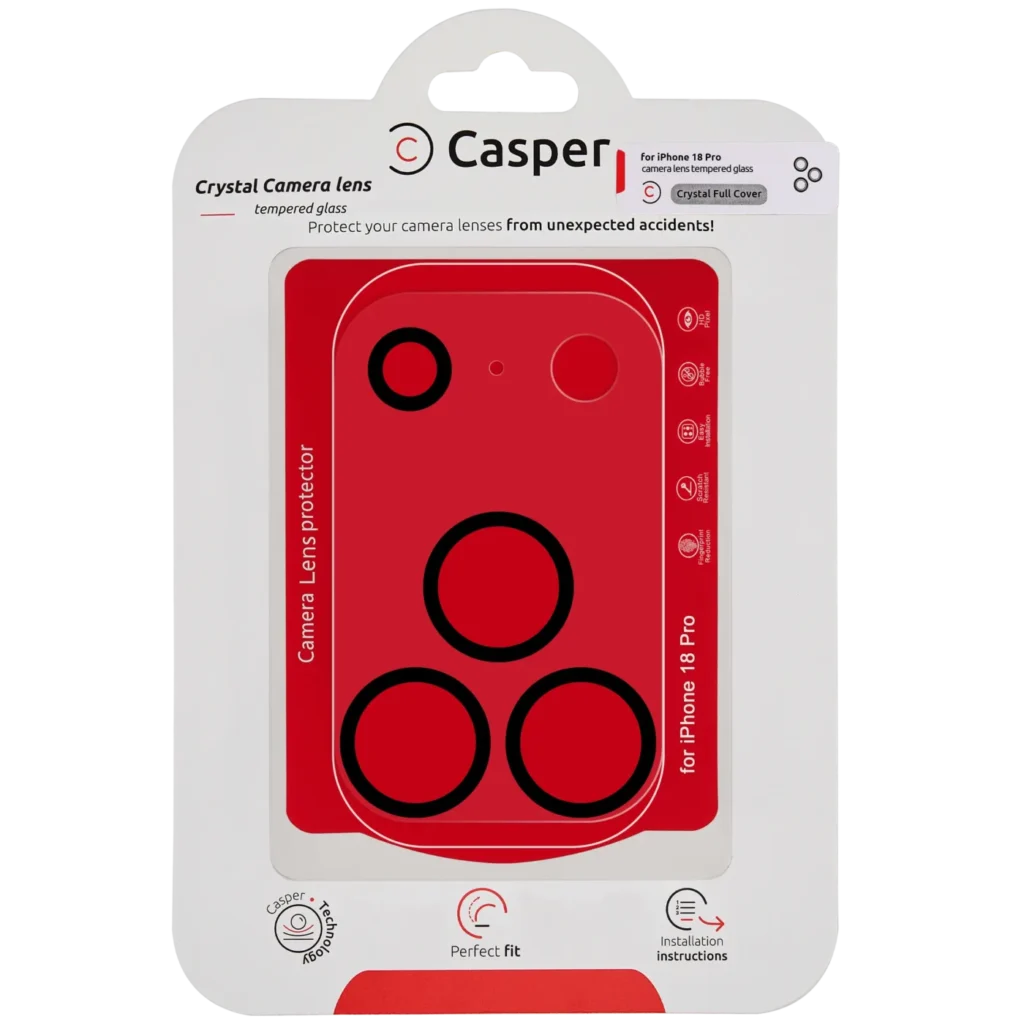 Casper Camera Lens Protector Compatible For iPhone 18 Pro (Crystal Full Cover) (Clear)