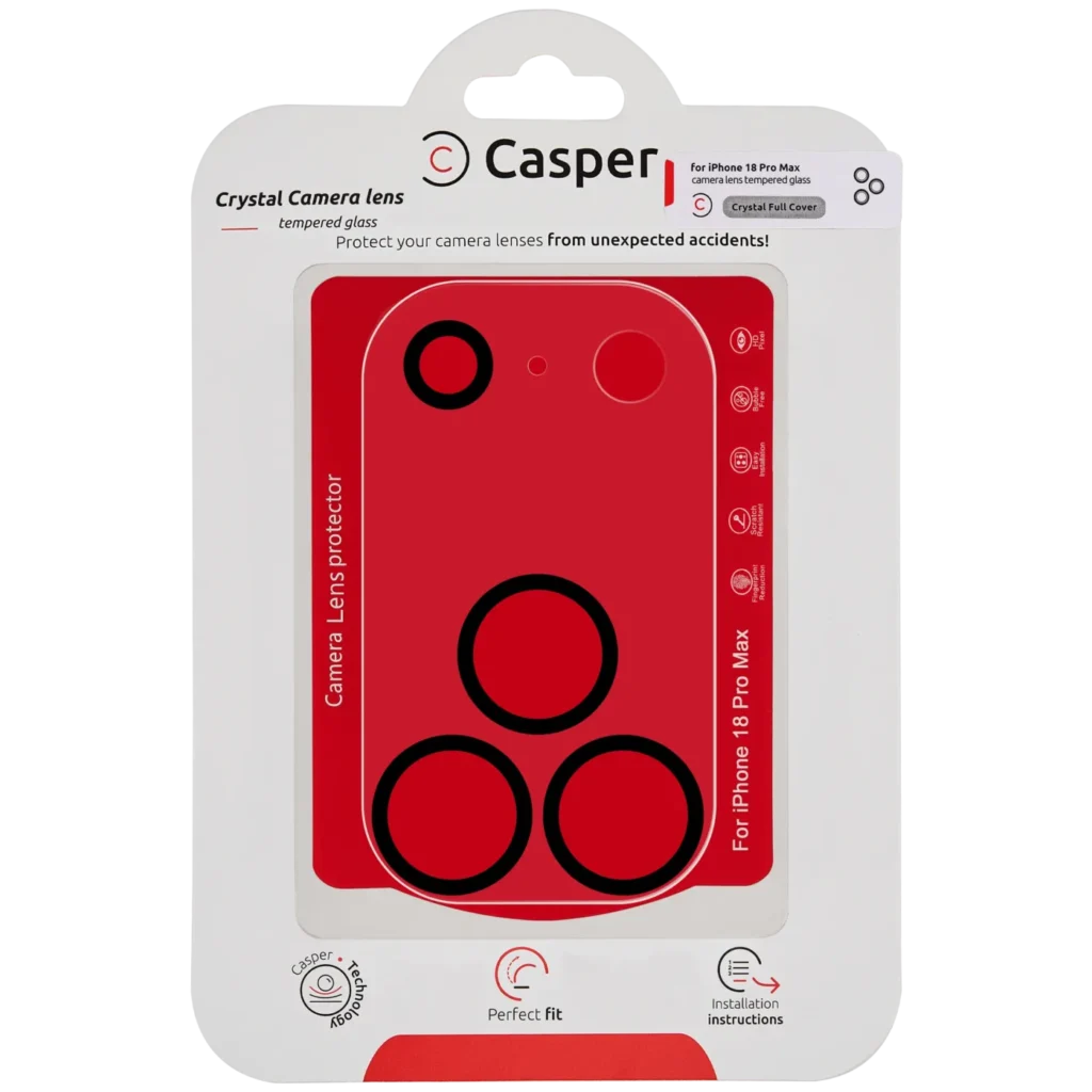 Casper Camera Lens Protector Compatible For iPhone 18 Pro Max (Crystal Full Cover) (Clear)