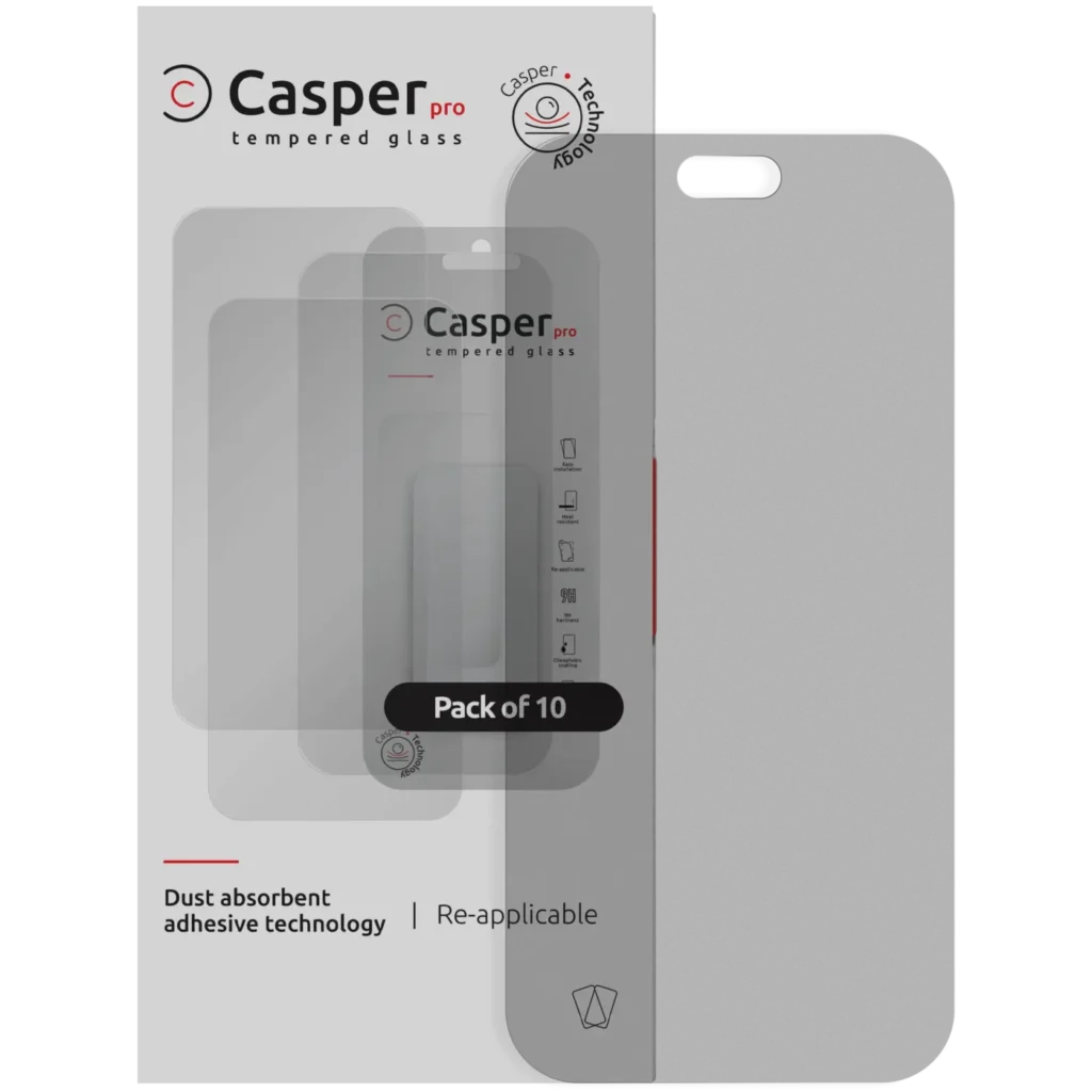 Casper Pro Tempered Glass Compatible For iPhone 18 Pro (10 Pack) (Matte)