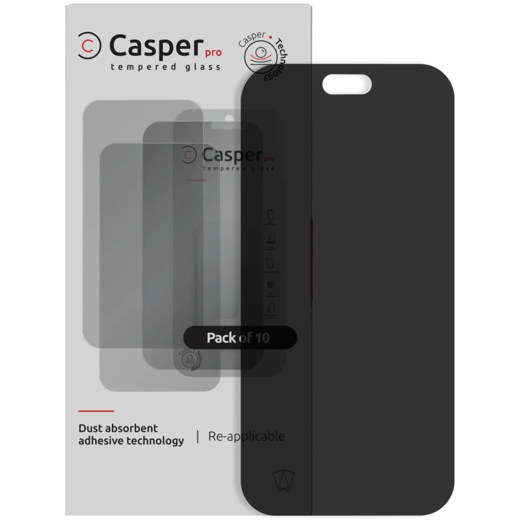 Casper Pro Tempered Glass Compatible For iPhone 18 Pro (10 Pack) (Privacy)