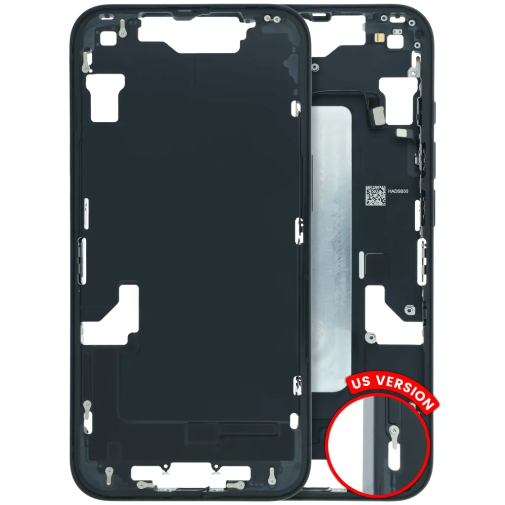 Mid-Frame Housing With Small Parts For iPhone 16e / 17e (US Version) (Used OEM Pull: Grade C) (Black)