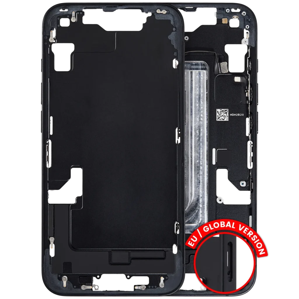 Mid-Frame Housing W/ Small Parts For iPhone 16e / 17e (EU / Global Version) (Used OEM Pull: Grade B) (Black)